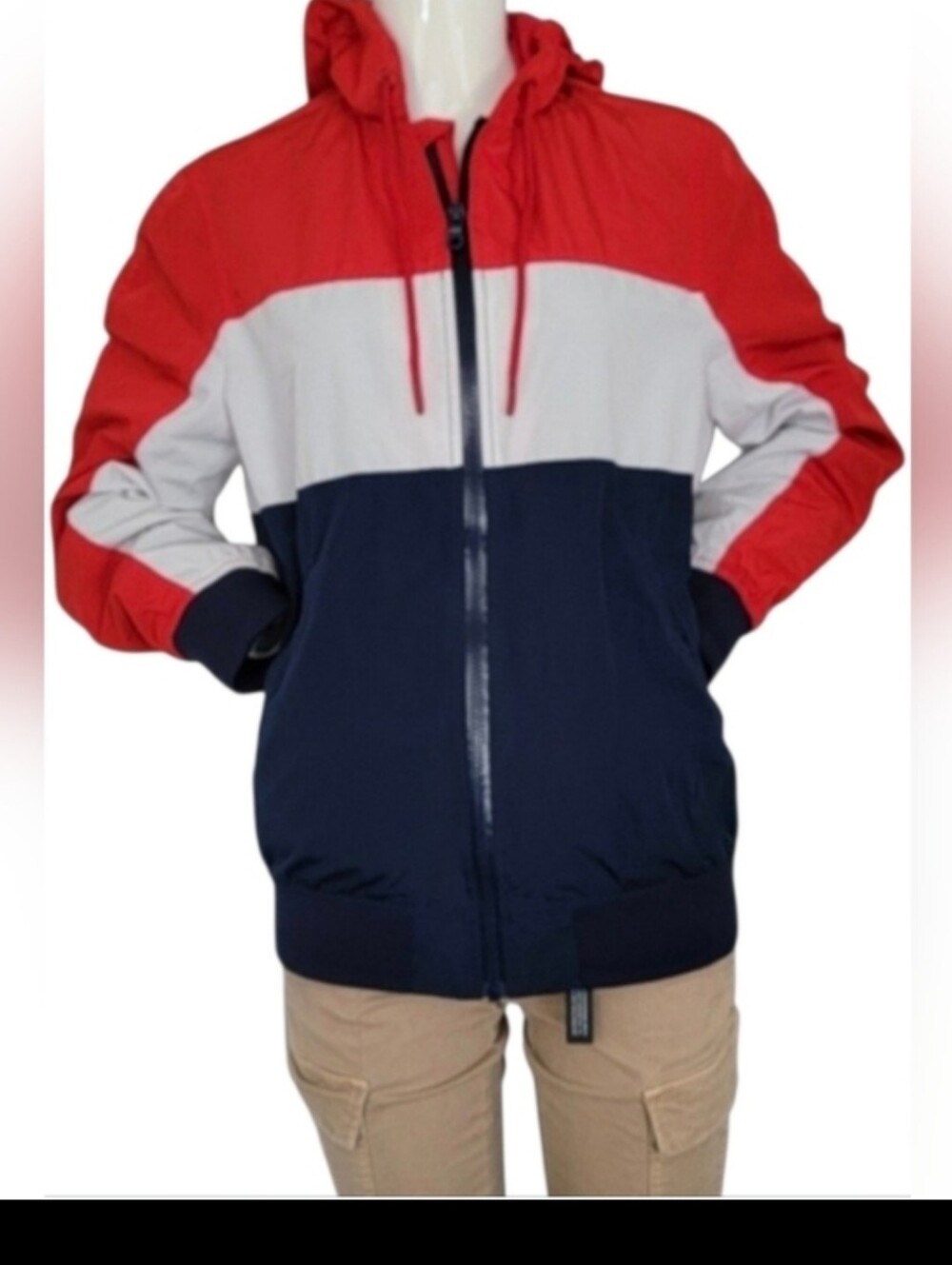 H&M Red Colorblock Hood - Picture 4 of 10